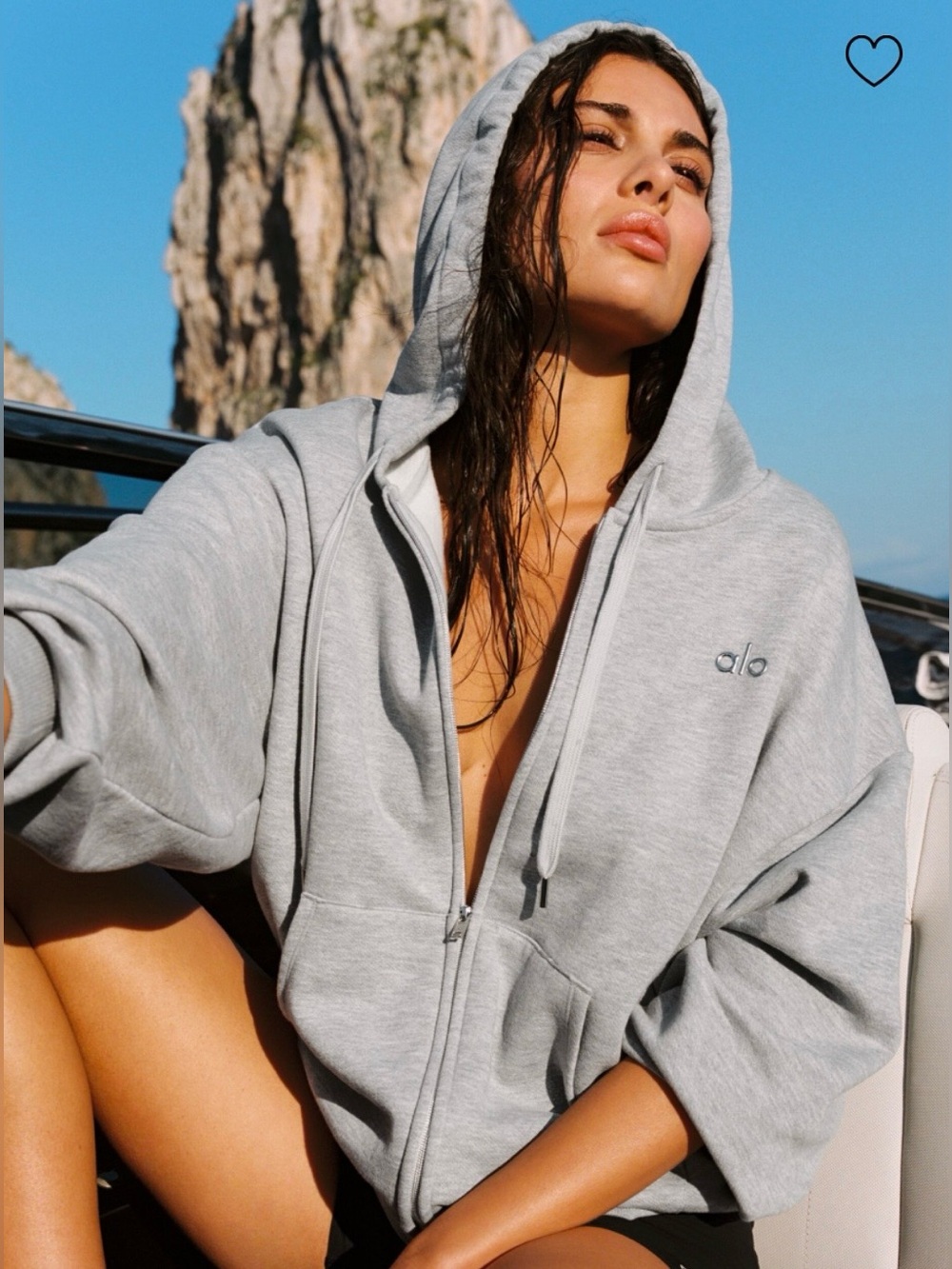 ALO Yoga NWT Accolade Full Zip Hoodie Athletic Heather Grey Relaxed Fit Size L